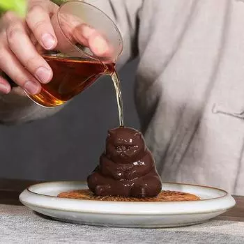 Очаровательная керамическая чайная фигурка домашнего любимца, сердитый кот, дизайн, тонкая работа, чайный столик, стол, чайная, украшение для дома, орнамент коричневый