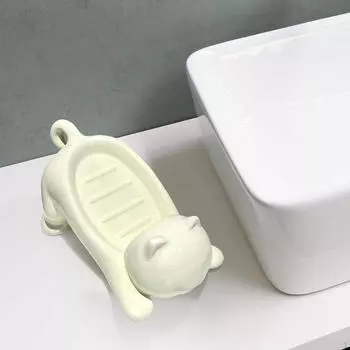 Очаровательная кошачья мыльница для организации домашней ванной комнаты белый