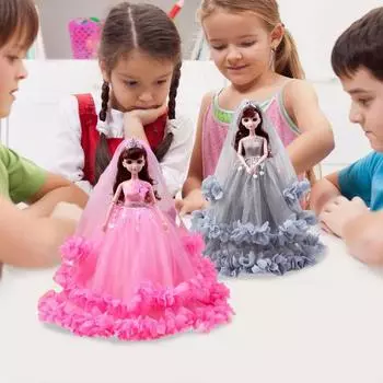 Очаровательная кукла на свадьбу для девочек, игрушка, безопасные подвижные суставы, большие глаза, пузырчатое платье на день рождения розовый