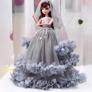 Очаровательная кукла на свадьбу для девочек, большая игрушка, безопасное платье-пузырь с подвижными глазами, подарок на день рождения, многофункциональное фиолетовый