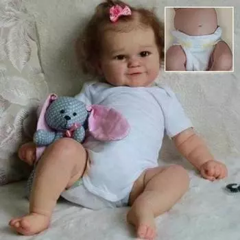 Очаровательная кукла реборн для малышей 50 см, ткань Мэдди или полностью силиконовый корпус, дополнительная кукла для новорожденных, Реалистичные куклы ручной работы с вьющимися волосами с корнями cloth body