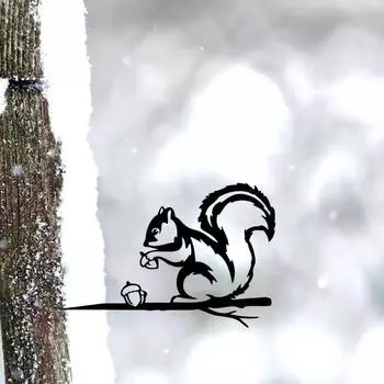 Очаровательная металлическая белка - деревенское искусство на открытом воздухе. Декор для дома и сада ручной работы, идеальный подарок на свадьбу или новоселье чёрный