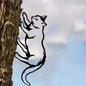 Очаровательная металлическая табличка с изображением кошки, 1 шт., восхитительный кошачий садовый столб, очаровательный декор в виде кошки и металлическое садовое искусство, подчеркивающее деревенское очарование чёрный