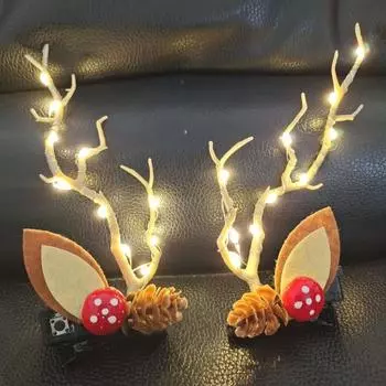 Очаровательная милая прочная рождественская повязка на голову с рогами, плюшевый шар, декор, рождественский банкет, аксессуары для волос 5