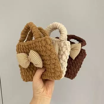 Очаровательная милая сумочка, шикарные вязаные крючком мини-сумки на плечо, маленький кошелек для монет, сумки через плечо с бантом, сумка на цепочке для детей, девочек, малышей