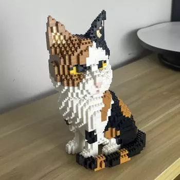 Очаровательная мини-модель кошки, строительные блоки, 4 выразительных лица, вариант в оранжевом и коровьем стиле для детских игрушек и любителей домашних животных in bag