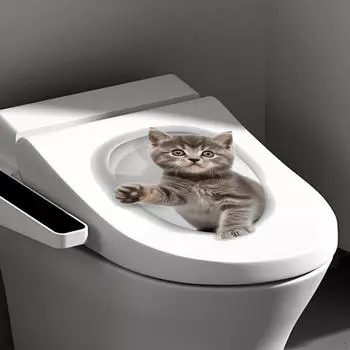 очаровательная наклейка на сиденье унитаза в форме котенка, аксессуар для ванной комнаты Style B