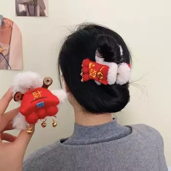 Очаровательная новогодняя заколка для волос в виде акулы красного конверта – праздничная, модная и универсальная для женщин Red Envelope Grab