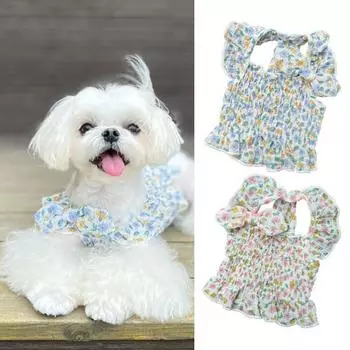 Очаровательная одежда для домашних животных, дышащая рубашка с двуногим цветочным принтом для щенка, реквизит для фотографий 2XS розовый