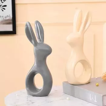 Очаровательная пара кроликов из смолы для домашнего декора (Упаковка из 2 штук, серый и бежевый)