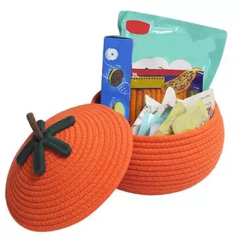 Очаровательная плетеная корзина из тыквы на Хэллоуин, декоративное многофункциональное хранилище для конфет, игрушек и многого другого L оранжевый