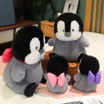 Очаровательная плюшевая игрушка-пингвин, серая плюшевая игрушка-зверь с бантом, женская плюшевая игрушка, сидящая, мягкая, подарок 22cm красный
