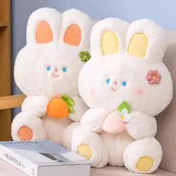 Очаровательная плюшевая игрушка в виде тюльпана в виде кролика с морковным хлебом и клубникой для умиротворения малыша, мягкая кукла, плюшевая игрушка about 32-35cm