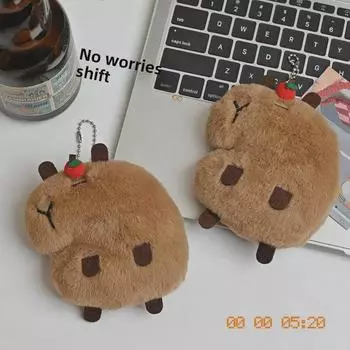 Очаровательная плюшевая кукла-яблоко Капибара - симпатичная подвеска в виде морской свинки для рюкзаков и подарков для девочек