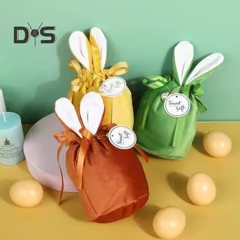 Очаровательная подарочная сумка для закусок, дизайн с заячьими ушками, полезная пасхальная закуска, подарочная сумка для хранения конфет, орнамент L оранжевый