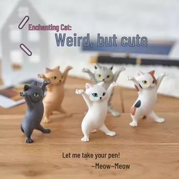 Очаровательная подставка для ручек в японском стиле в виде кошки: Милый дизайн кота, несущего гроб.