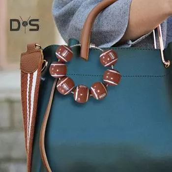 Очаровательная подвеска для бейсбольной сумки в спортивном стиле для сумок Bogg, деревянные бусины с бейсбольным узором, легкое крепление, подарок для любителей спорта rugby