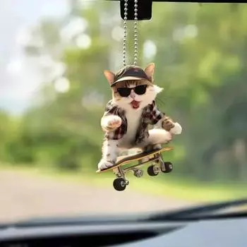 Очаровательная подвеска в виде кошки, подвеска на зеркало заднего вида автомобиля с шнурком, легко подвешивается в форме животного-кошки