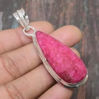 Очаровательная Руби (Смоделированный) Ювелирные изделия ручной работы из стерлингового серебра 925 пробы с драгоценными камнями 2.56 Inches розовый