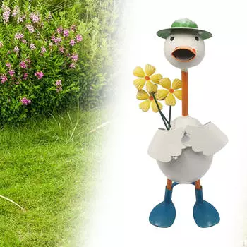 Очаровательная садовая скульптура «Утка» для наружного декора Yellow Flowers
