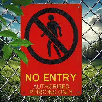 Очаровательная старинная прочная металлическая табличка «Вход воспрещен. Только для уполномоченного персонала». Идеально подходит для украшения дома, бара, кафе, ресторана. 20x30cm белый