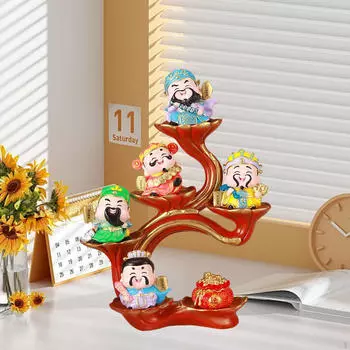 Очаровательная статуэтка бога богатства в китайском стиле для декора дома или офиса красный