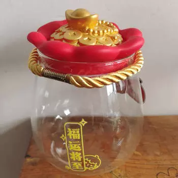 Очаровательная стеклянная банка-канистра, органайзер для украшений на год, банка для хранения настольных украшений