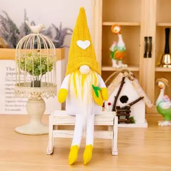 Очаровательная желтая вязаная плюшевая игрушка гном-лимон, идеально подходящая для летнего домашнего декора и праздников. StyleA