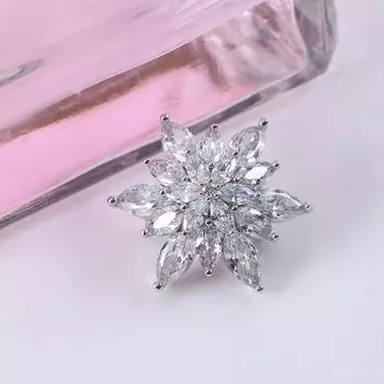 Очаровательная женская брошь в виде цветка и снежинки, женская бижутерия, броши из циркония, модные аксессуары серебряный