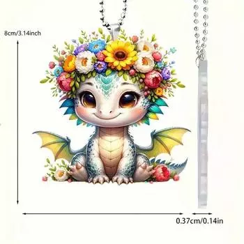 Очаровательное акриловое украшение в виде цветка и дракона для подвешивания в автомобиль для создания радостной атмосферы