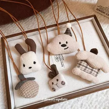 Очаровательное хлопковое ожерелье в виде торта в клетку - модная осенне-зимняя цепочка для свитера с мультяшным дизайном для женщин Rabbit