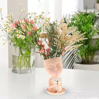 Очаровательное кашпо в форме головы девушки для использования в помещении и на открытом воздухе Skin Color