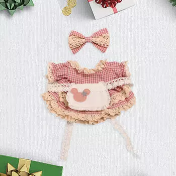 Очаровательное клетчатое платье для куклы 87 розовый