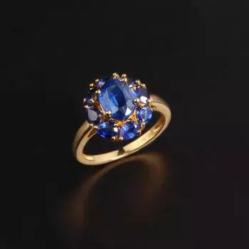 Очаровательное кольцо из стерлингового серебра с натуральным кианитом глубокого синего цвета для женских юбилеев, банкетов и фестивалей. Носите изысканные украшения.