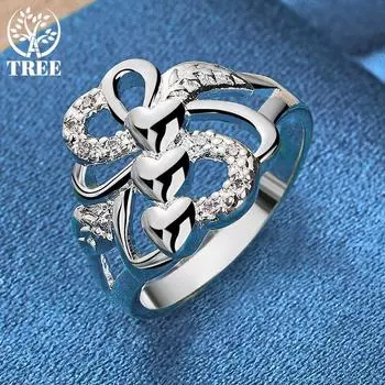 Очаровательное кольцо с тремя сердечками из стерлингового серебра 925 пробы, модные свадебные украшения 7#