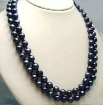 Очаровательное колье с ЧЕРНЫМ ЖЕМЧУГОМ 9–10 ММ, длина 36 дюймов