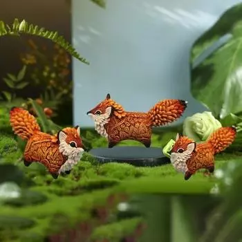 Очаровательное маленькое карманное украшение с изображением лисы, тонкое мастерство, реалистичное, выполненное вручную животное, микропейзаж, украшение из смолы
