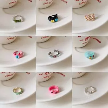 Очаровательное металлическое кольцо в виде лягушки-монстра - мультяшный дизайн для указательного пальца женщины, уникальное ювелирное украшение Rabbit розовый/чёрный