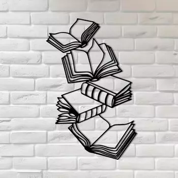 Очаровательное настенное искусство в стиле «книга» из металла — идеальный подарок для читателей, идеально подходит для любителей декора спальни и рукоделия. чёрный