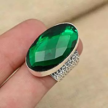 Очаровательное обручальное кольцо ручной работы из твердого серебра 925 пробы с хромдиопсидом 4 зелёный