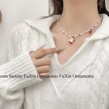 Очаровательное ожерелье из бисера в форме яблочного ядра: Универсальный, милый и простой дизайн для женщин N1015 Bitten Apple Necklace