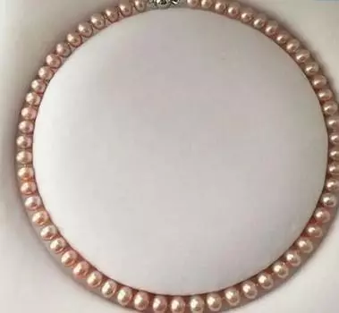 Очаровательное ожерелье из настоящего розового жемчуга Южных морей диаметром 18 дюймов, 8–9 мм.