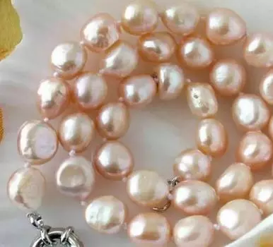 Очаровательное ОЖЕРЕЛЬЕ ИЗ РОЗОВОГО БАРОЧНОГО ПРЕСНОВОДНОГО ЖЕМЧУГА 9–10 ММ 18 ДЮЙМОВ