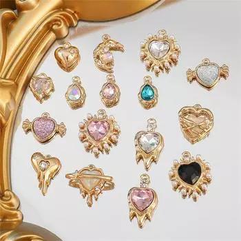 Подвеска из алмазного сплава в форме сердца, звезды и луны, ожерелье, браслет, серьги, аксессуары для ювелирных изделий своими руками 02