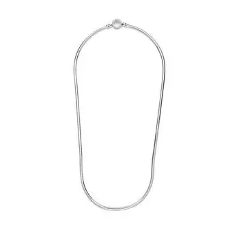 Очаровательное ожерелье из стерлингового серебра 925 пробы со змеиной цепочкой, безопасная шариковая застежка, бусины, подвески-чокер, ожерелье для женщин и мужчин, свадебные украшения своими руками 45CM белый