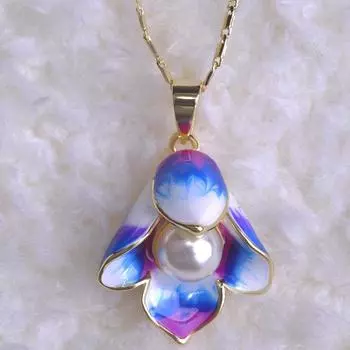 Очаровательное ожерелье с имитацией цветка эмали для женщин, ювелирные изделия фиолетовый