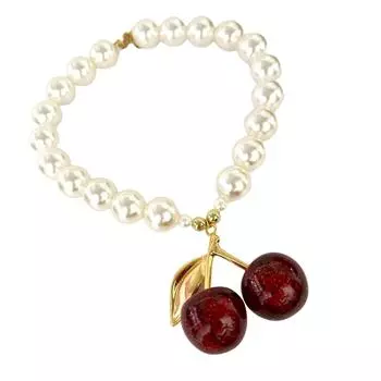 Очаровательное ожерелье с вишневым дизайном Элегантное ожерелье из бусин Ювелирное изделие добавляет игривый штрих в вашу ювелирную коллекцию красный