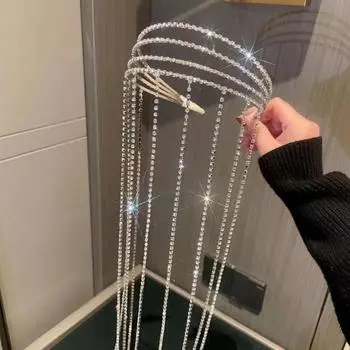 Очаровательное тонкое мастерство, украшение, долговечный обруч для волос с длинной кисточкой и стразами, аксессуар для свадьбы