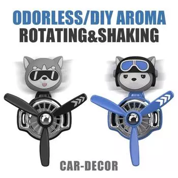 Очаровательное украшение для автомобиля пилота хаски - освежитель воздуха с движущимся пропеллером с милой авиационной тематикой Hacker Bear