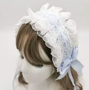 Очаровательное украшение для волос в стиле Лолиты с лентой, аксессуар для волос, кружевная оборка, повязка на голову для косплея, кукла Мо, чайная вечеринка, прическа для горничной, лолита, стильная готическая лолита, милая